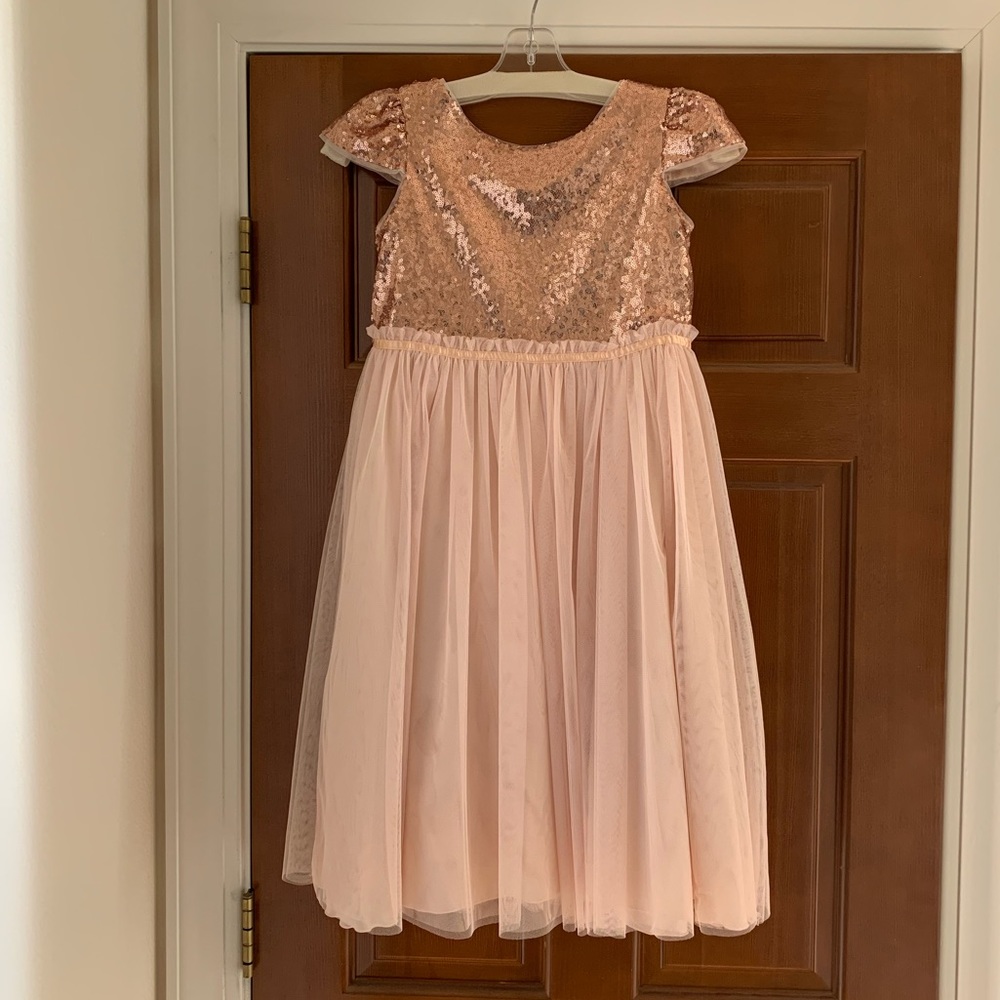 Flower Girl Rose/Gold Sequins Dress Size 9/10y